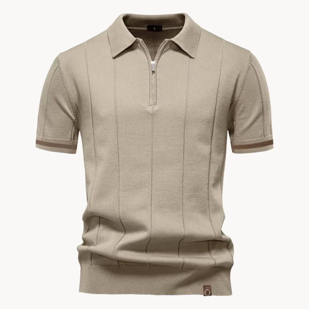 Diego | Polo Blanco Hombre de Manga Corta con Cremallera y Estilo Moderno 14