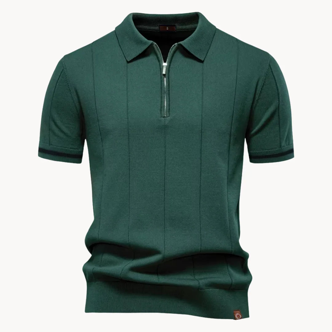 Diego | Polo Blanco Hombre de Manga Corta con Cremallera y Estilo Moderno 15