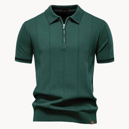 Diego | Polo Blanco Hombre de Manga Corta con Cremallera y Estilo Moderno 15