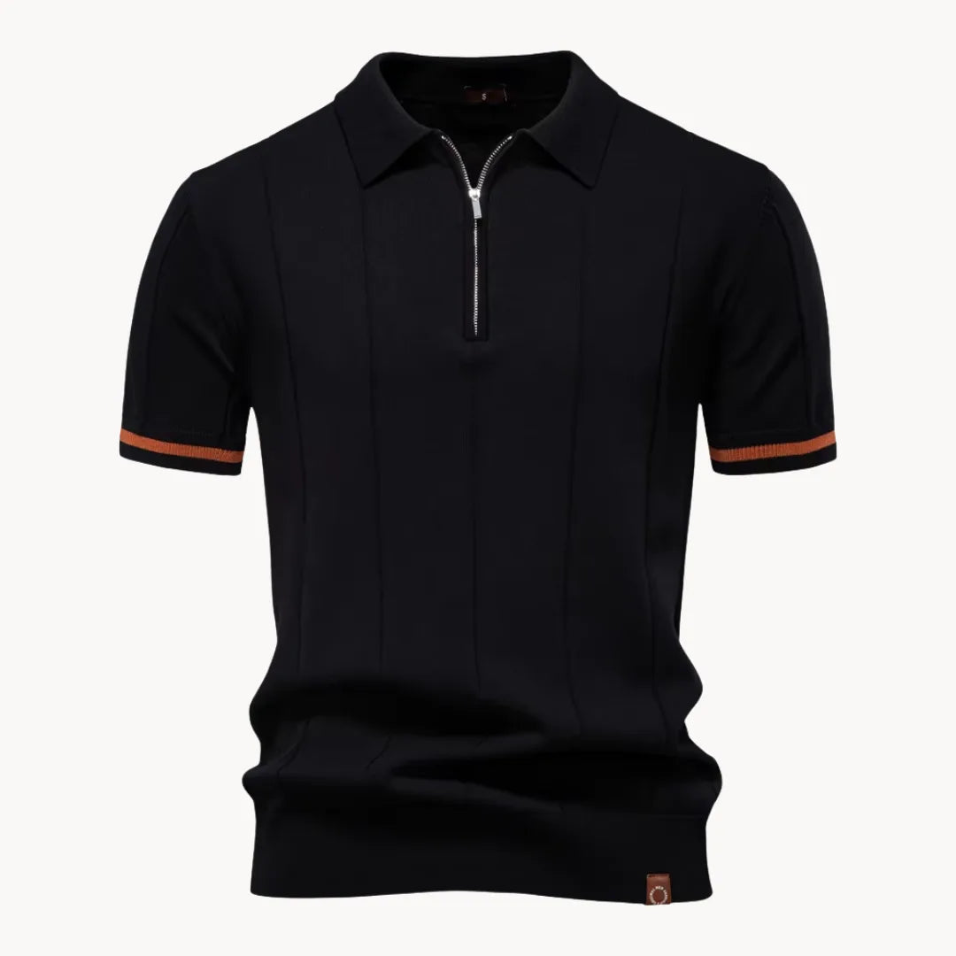 Diego | Polo Blanco Hombre de Manga Corta con Cremallera y Estilo Moderno 16