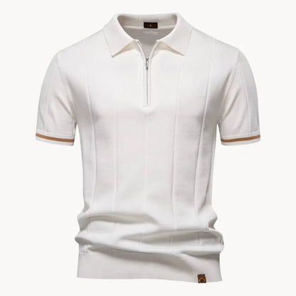 Diego | Polo Blanco Hombre de Manga Corta con Cremallera y Estilo Moderno 17