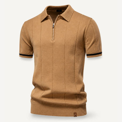Diego | Polo Blanco Hombre de Manga Corta con Cremallera y Estilo Moderno 2