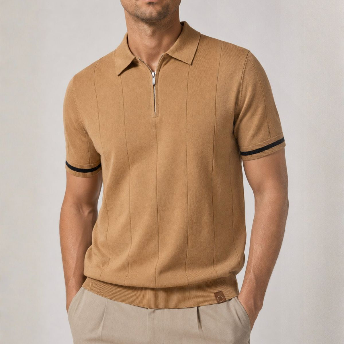 Diego | Polo Blanco Hombre de Manga Corta con Cremallera y Estilo Moderno 3