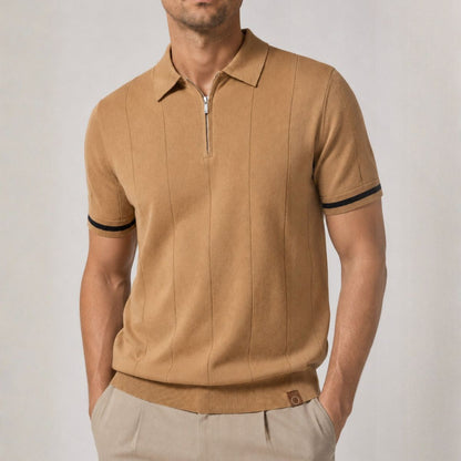 Diego | Polo Blanco Hombre de Manga Corta con Cremallera y Estilo Moderno 3
