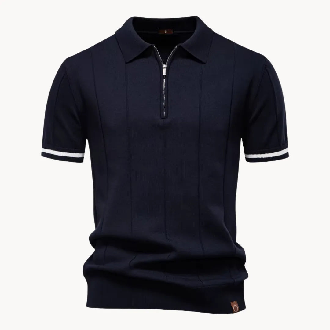 Diego | Polo Blanco Hombre de Manga Corta con Cremallera y Estilo Moderno 8