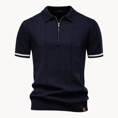 Diego | Polo Blanco Hombre de Manga Corta con Cremallera y Estilo Moderno 8