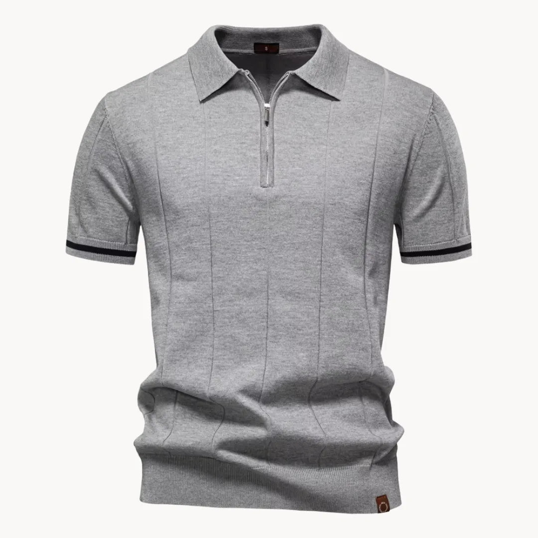 Diego | Polo Blanco Hombre de Manga Corta con Cremallera y Estilo Moderno 9