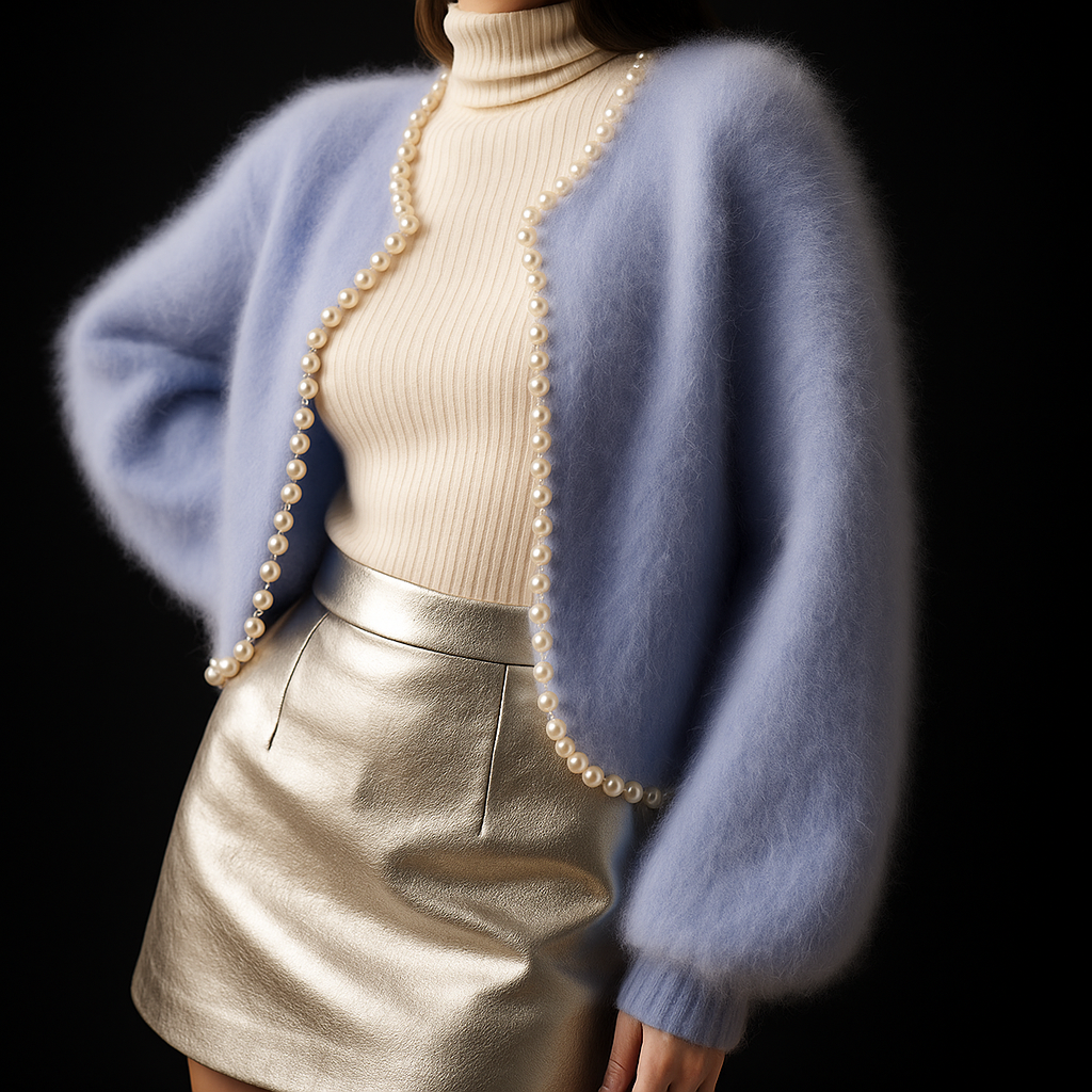 Elegante Cárdigan Abierto de Punto Suave con Detalle de Perlas | Prenda Versátil para Estilos Casual y Elevados 0