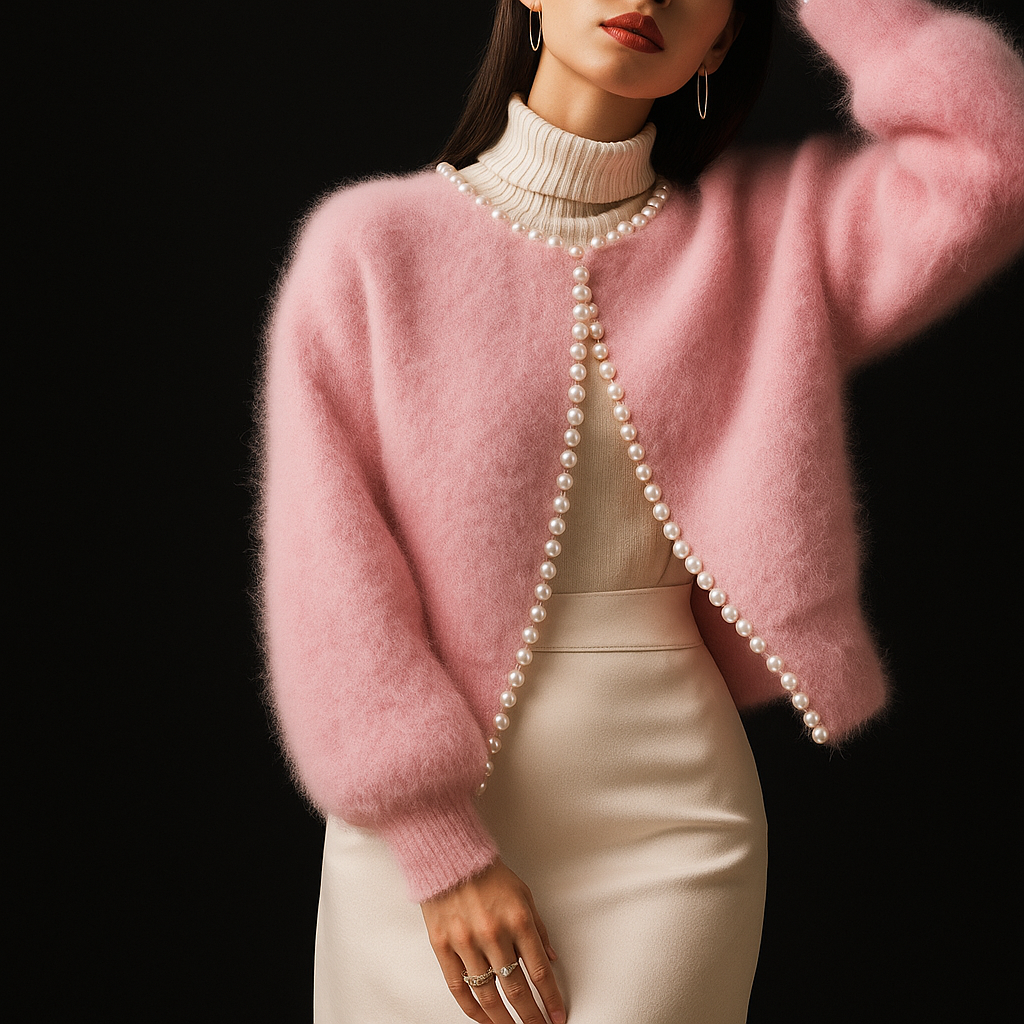 Elegante Cárdigan Abierto de Punto Suave con Detalle de Perlas | Prenda Versátil para Estilos Casual y Elevados 1