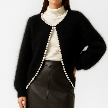 Elegante Cárdigan Abierto de Punto Suave con Detalle de Perlas | Prenda Versátil para Estilos Casual y Elevados 2