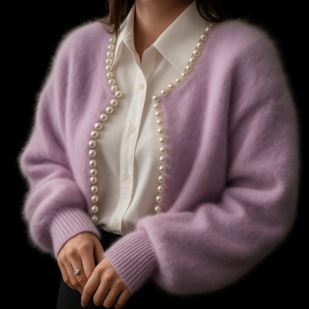 Elegante Cárdigan Abierto de Punto Suave con Detalle de Perlas | Prenda Versátil para Estilos Casual y Elevados 4