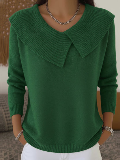 Elegante Suéter de Punto con Cuello Ancho y Escote en V para Comodidad Diaria 2