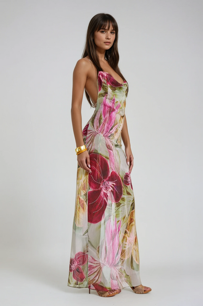 Emmarie | Vestido Maxi Floral con Detalles Elegantes para Mujer 0