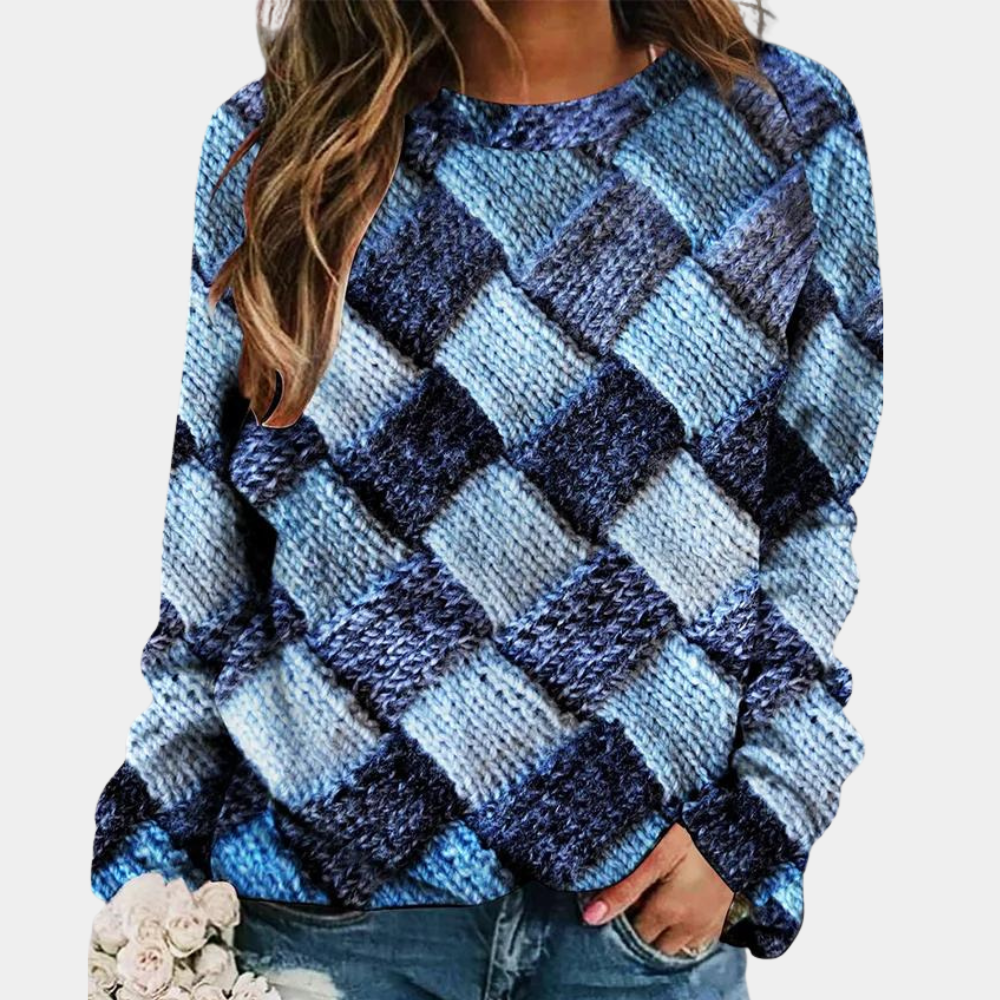 Estilo Casual | Top de Manga Larga de Punto con Patchwork Multicolor | Comodidad y Estilo para el Día a Día 1