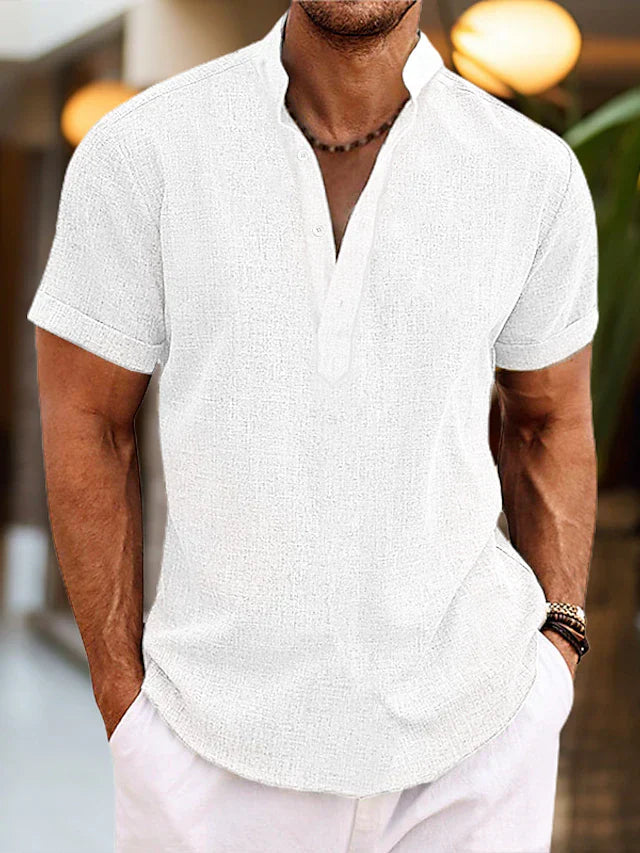 Fernando | Camisa de Manga Corta con Cuello Alto y Escote en V para Hombre 3