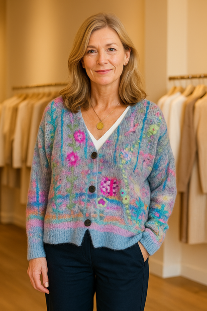 Isabel | Cárdigan de Punto Floral para Mujer con Cuello en V 1