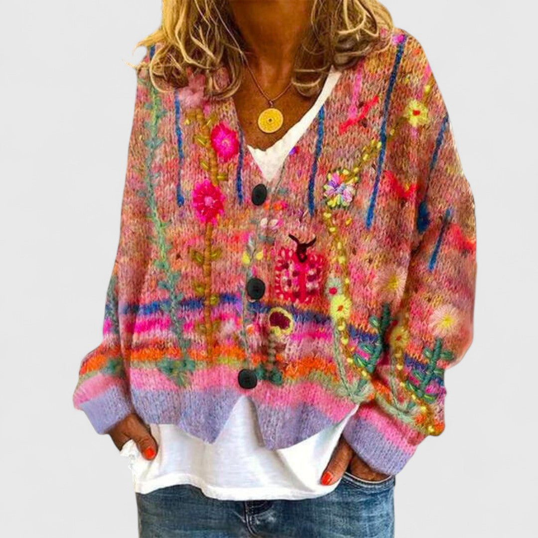 Isabel | Cárdigan de Punto Floral para Mujer con Cuello en V 3