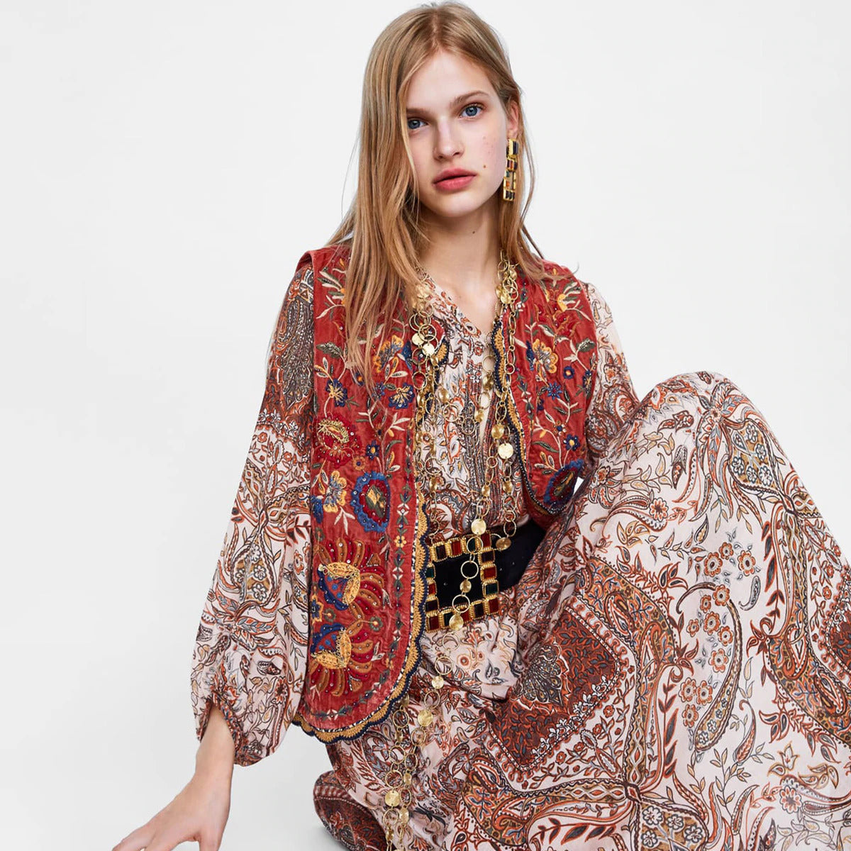 Isabel | Chaleco Floral Bohemio Abierto para Mujer Verano 0