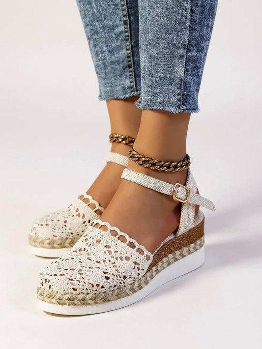 Isabella | Alpargatas Cuña Bohemia para Mujer con Correa en el Tobillo 0