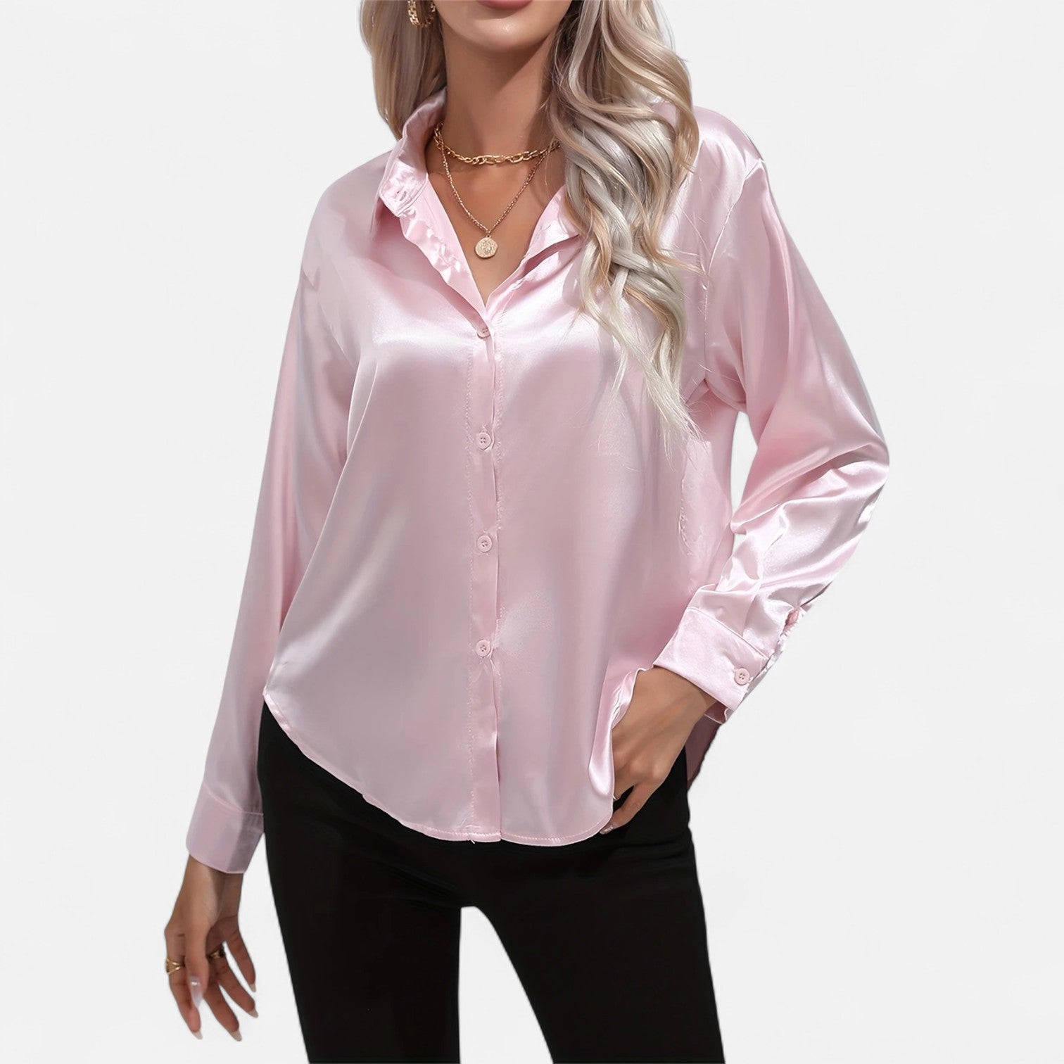 Isabella | Elegante Blusa Blanca de Satén para Mujer 19