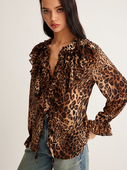 Isabella | Elegante Blusa de Gasa con Estampado de Leopardo 2