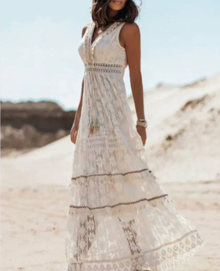 Isabella | Vestido Blanco Bohemio de Encaje Elegante para Mujer 3