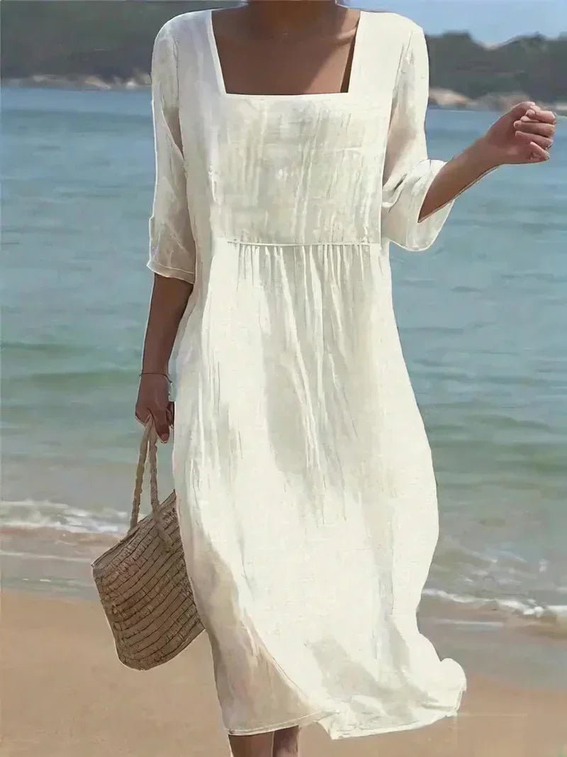 Isabella | Vestido Blanco Casual de Mujer con Estilo Elegante 0