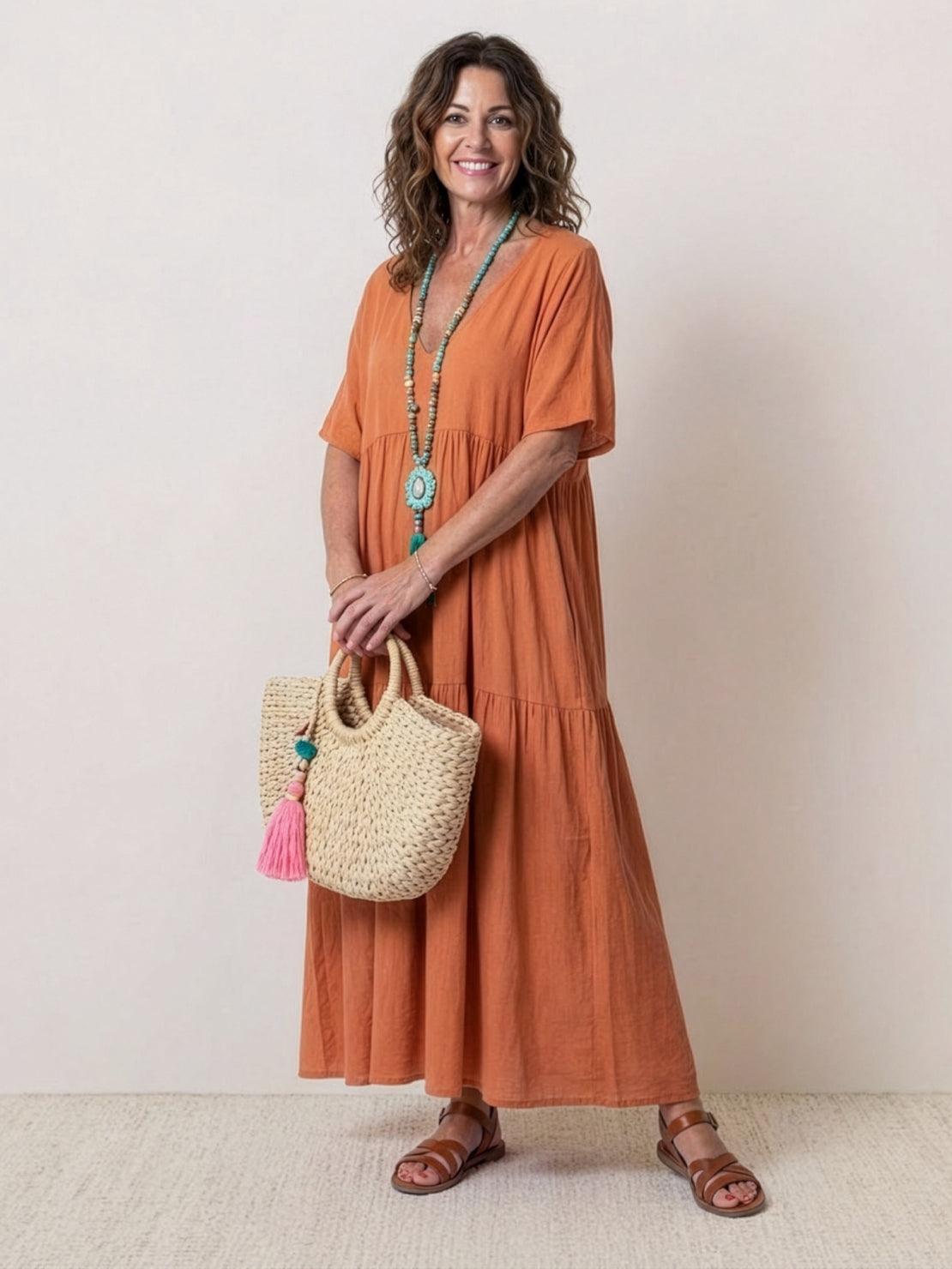 Isabella | Vestido Largo Bohemio de Cuello en V para Mujer, Ideal para Verano 0