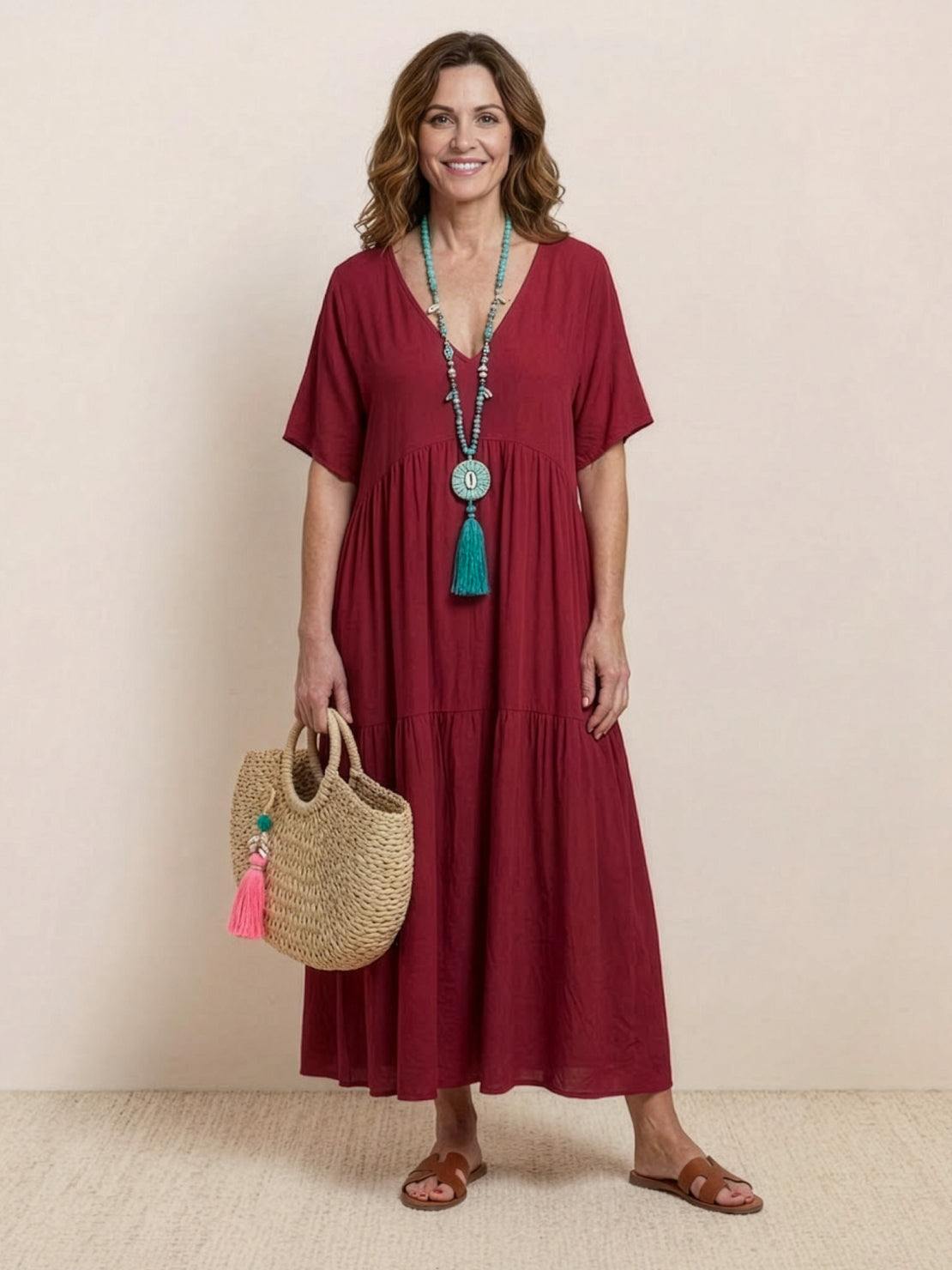 Isabella | Vestido Largo Bohemio de Cuello en V para Mujer, Ideal para Verano 11