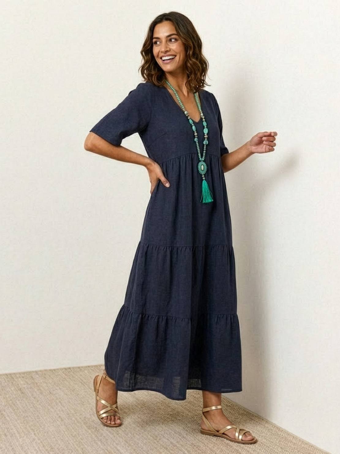Isabella | Vestido Largo Bohemio de Cuello en V para Mujer, Ideal para Verano 12