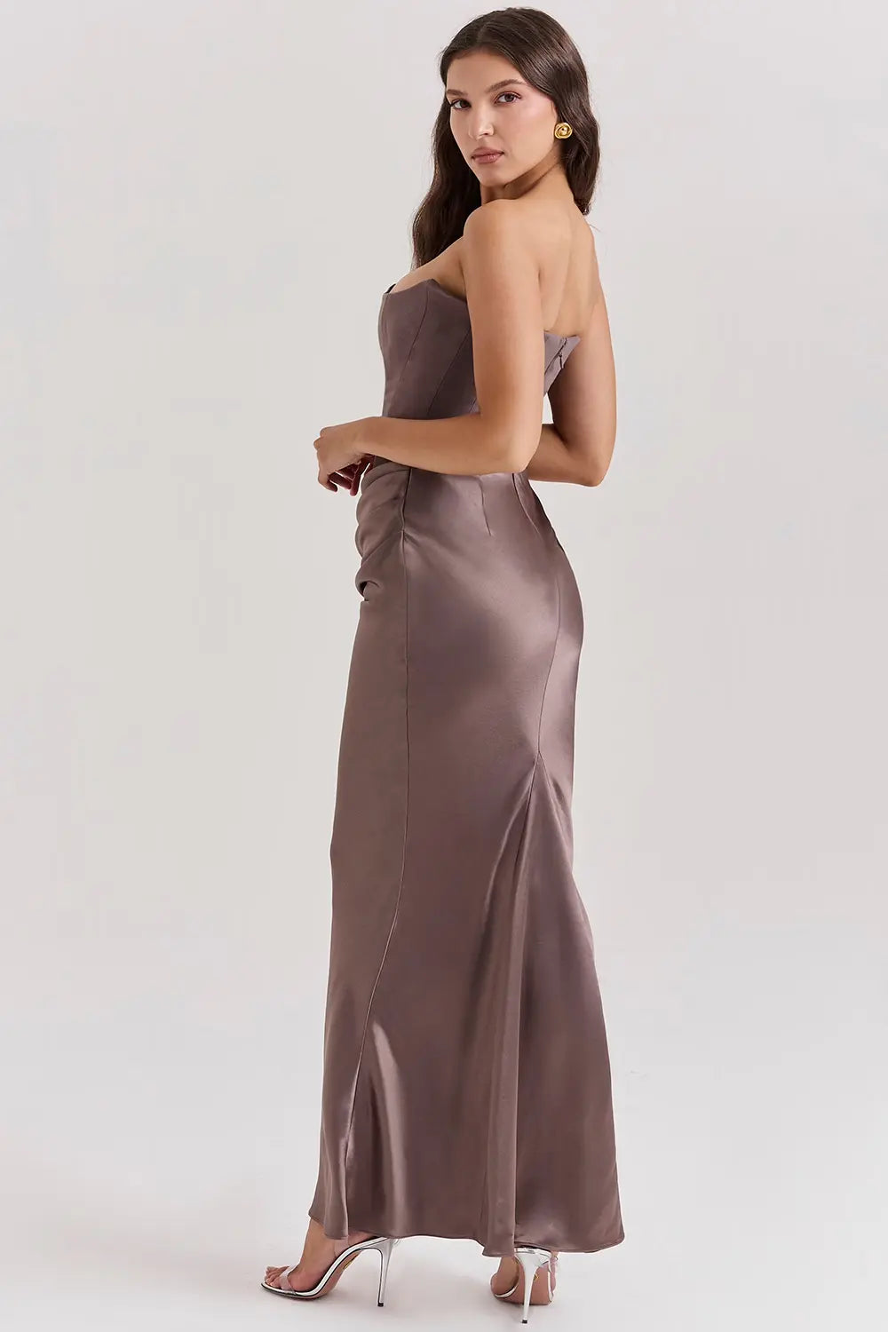 Isabella | Vestido Largo de Satén Fruncido Elegante para Mujer 3