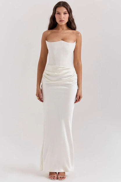 Isabella | Vestido Largo de Satén Fruncido Elegante para Mujer 5