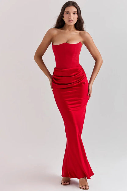 Isabella | Vestido Largo de Satén Fruncido Elegante para Mujer 9