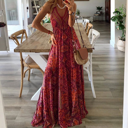 Isabella | Vestido Maxi Drapeado Bohemio con Cuello en V para Mujer 1