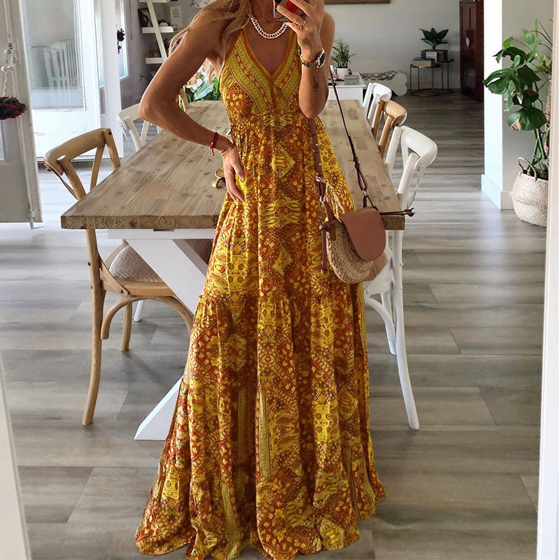Isabella | Vestido Maxi Drapeado Bohemio con Cuello en V para Mujer 3