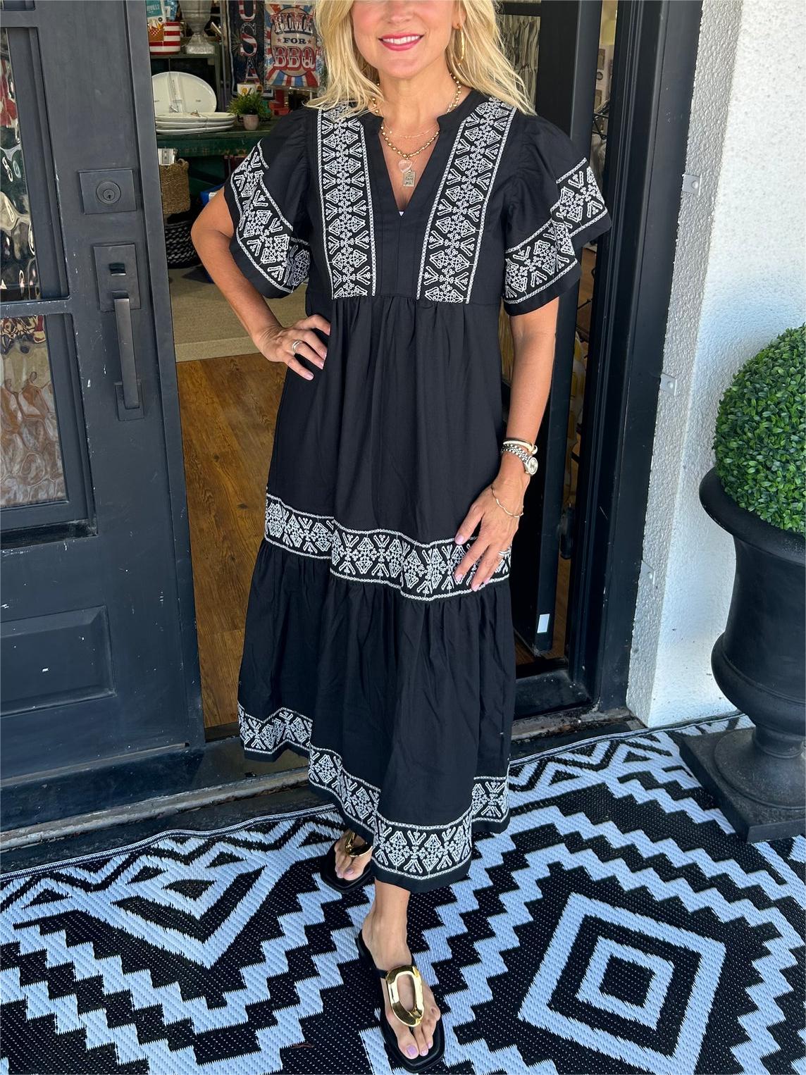 Isabella | Vestido Midi Bohemio de Verano con Cuello en V para Mujer 0