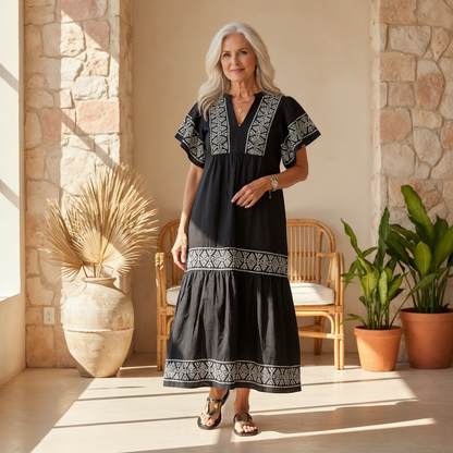 Isabella | Vestido Midi Bohemio de Verano con Cuello en V para Mujer 1