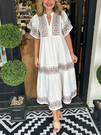Isabella | Vestido Midi Bohemio de Verano con Cuello en V para Mujer 2