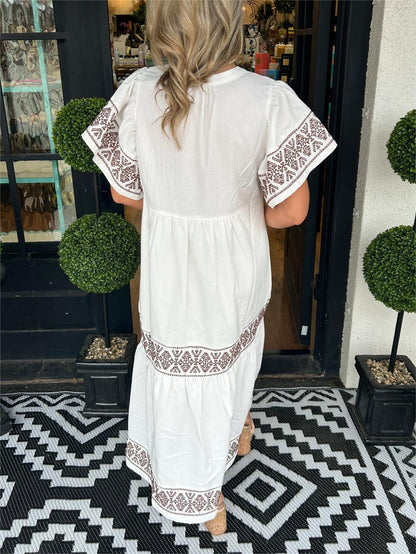 Isabella | Vestido Midi Bohemio de Verano con Cuello en V para Mujer 3