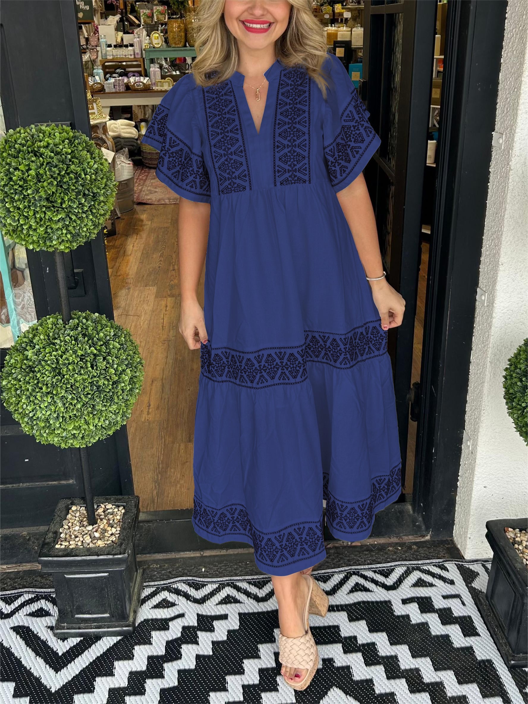 Isabella | Vestido Midi Bohemio de Verano con Cuello en V para Mujer 4