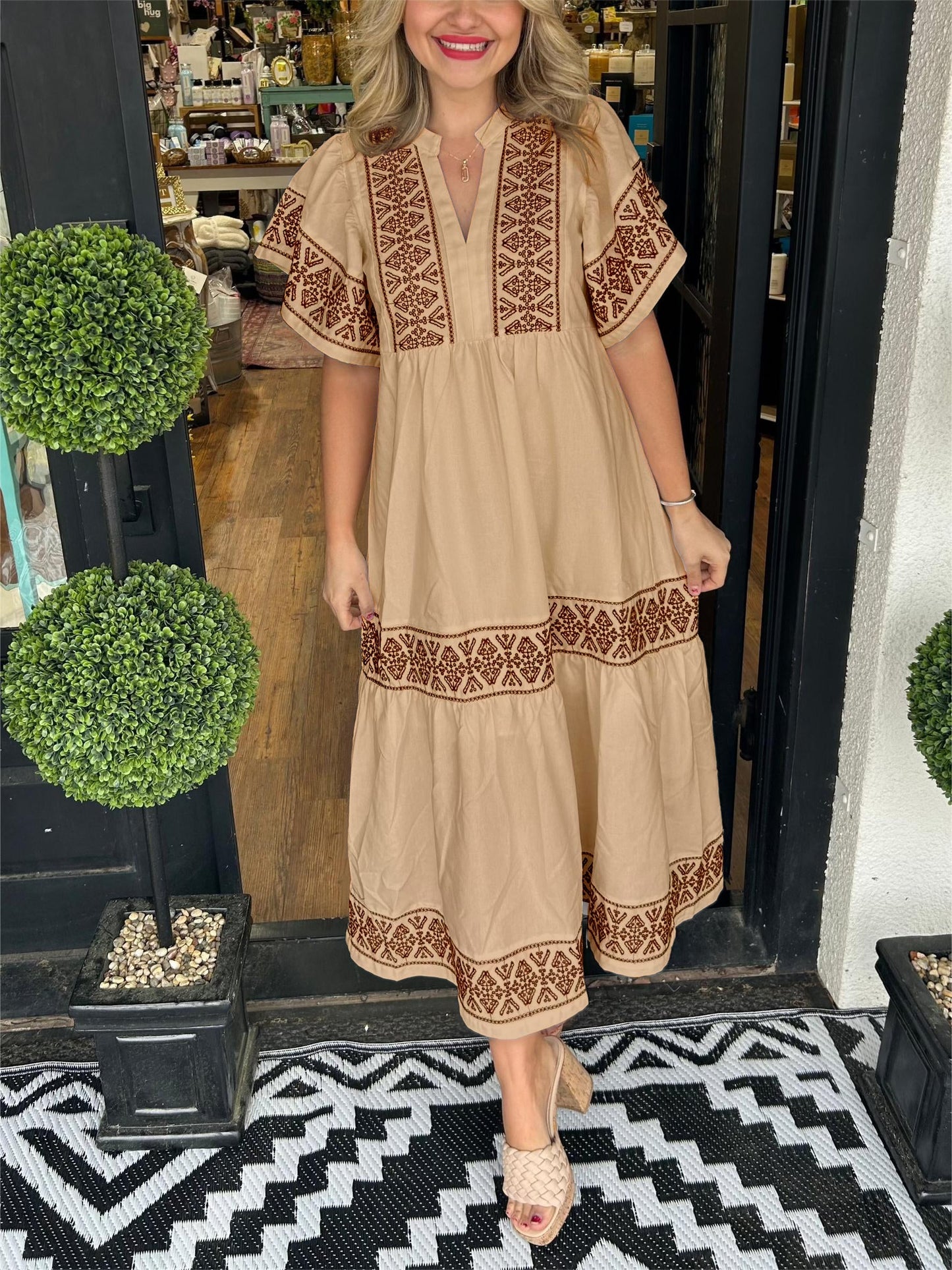 Isabella | Vestido Midi Bohemio de Verano con Cuello en V para Mujer 6