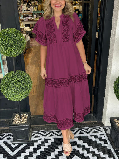 Isabella | Vestido Midi Bohemio de Verano con Cuello en V para Mujer 7