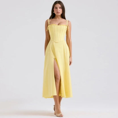 Isabella | Vestido Midi Elegante con Corsé para Mujer Invitada a Fiesta 0