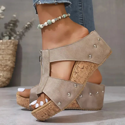 Isidora | Sandalias de Cuña Abierta con Cremallera para Mujer 2
