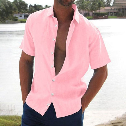 Javier | Camisa de Lino Casual de Manga Corta para Hombre 0