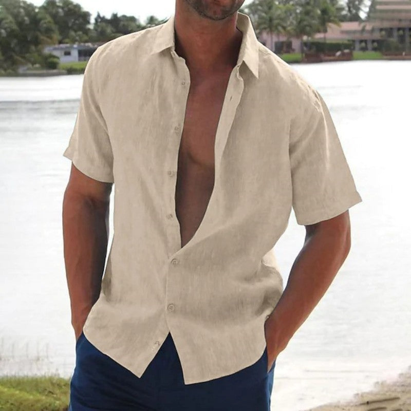 Javier | Camisa de Lino Casual de Manga Corta para Hombre 5