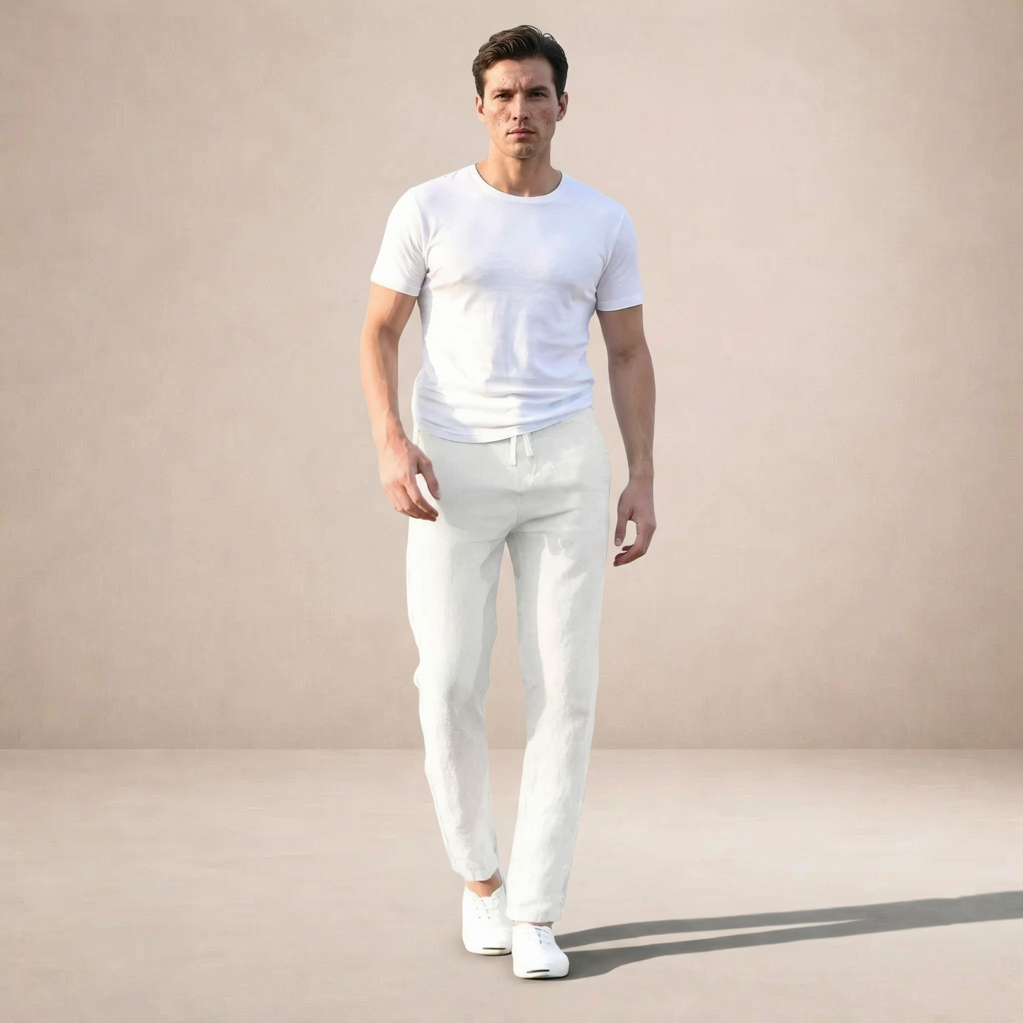Javier | Pantalones de Lino para Hombre con Corte Recto y Cintura Elástica 4