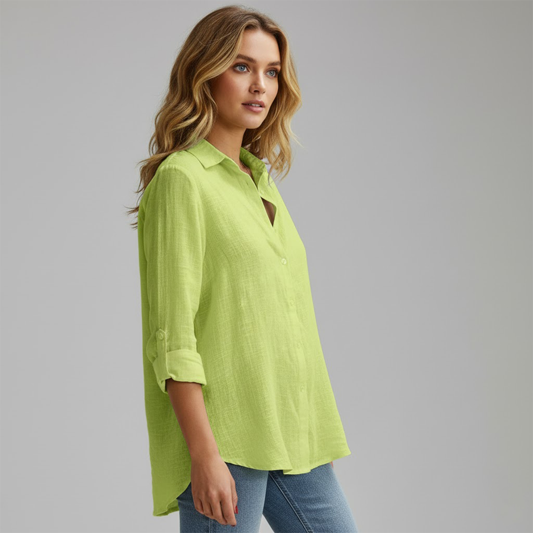 Lucía | Blusa Blanca de Manga Larga con Botones para Mujer 1