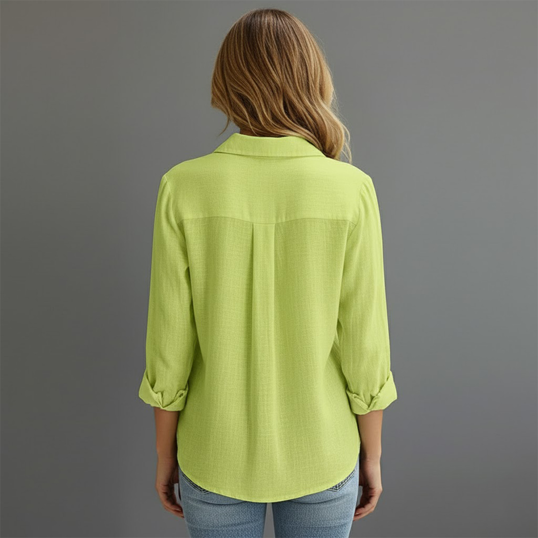 Lucía | Blusa Blanca de Manga Larga con Botones para Mujer 2