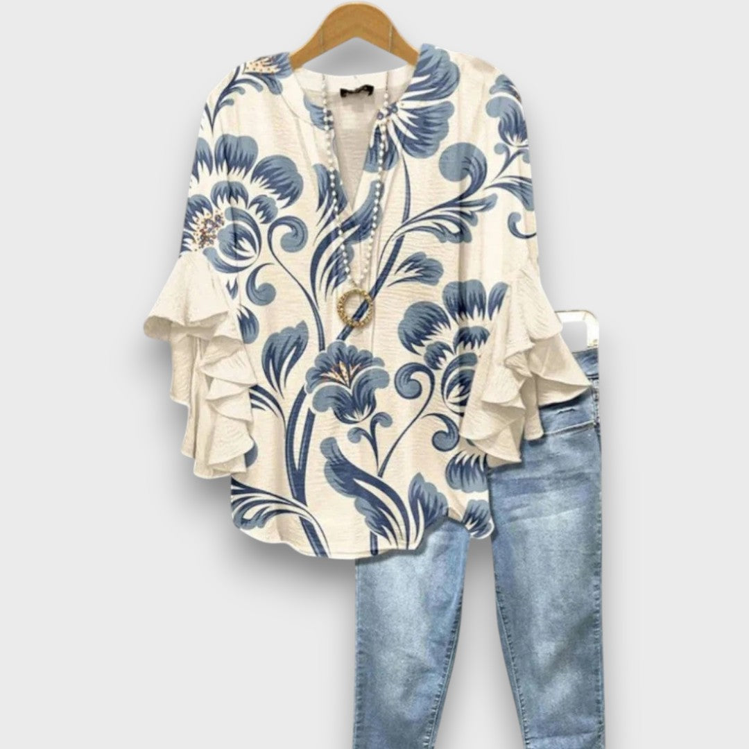 Lucía | Blusa Floral de Cuello en V para Mujer 0
